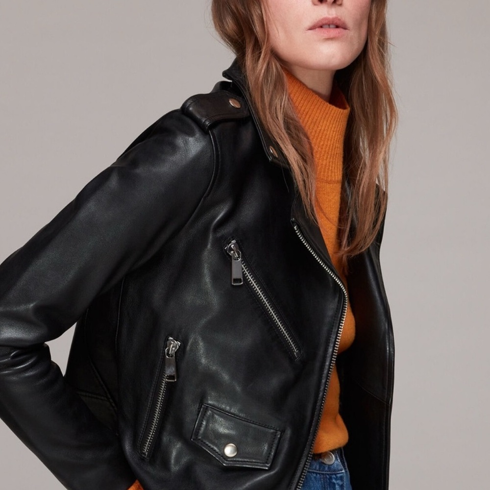 NWOT Whistles Black Leather Jacket